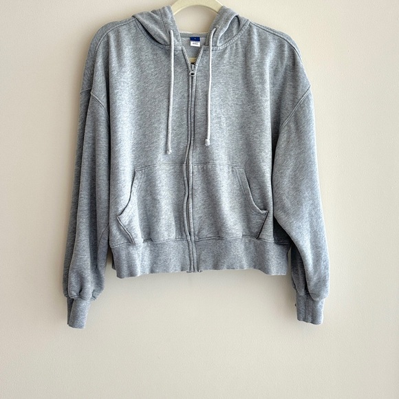 Old Navy Cropped Fleece Zip Up Hoodie, Size Large, Grey - Picture 3 of 16